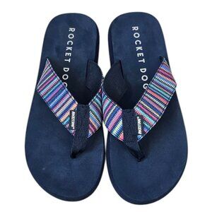 Rocket Dog Womens Adios Stark Flip Flops Size 11 Blue Thongs Slip On Sandals